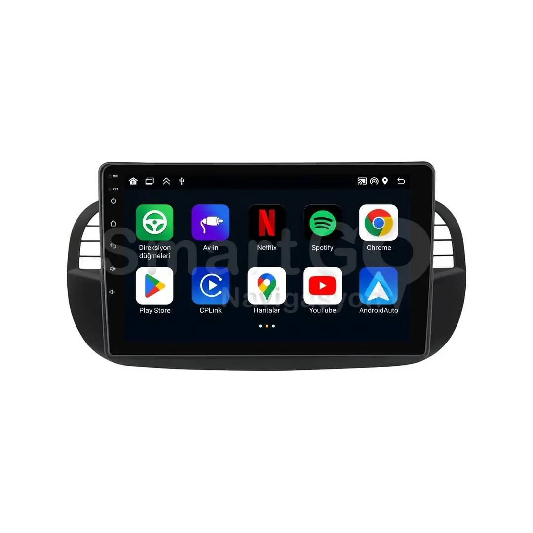 Fiat 500 Android Siyah Multimedya Sistemi (2009-2015) - 9 İnç