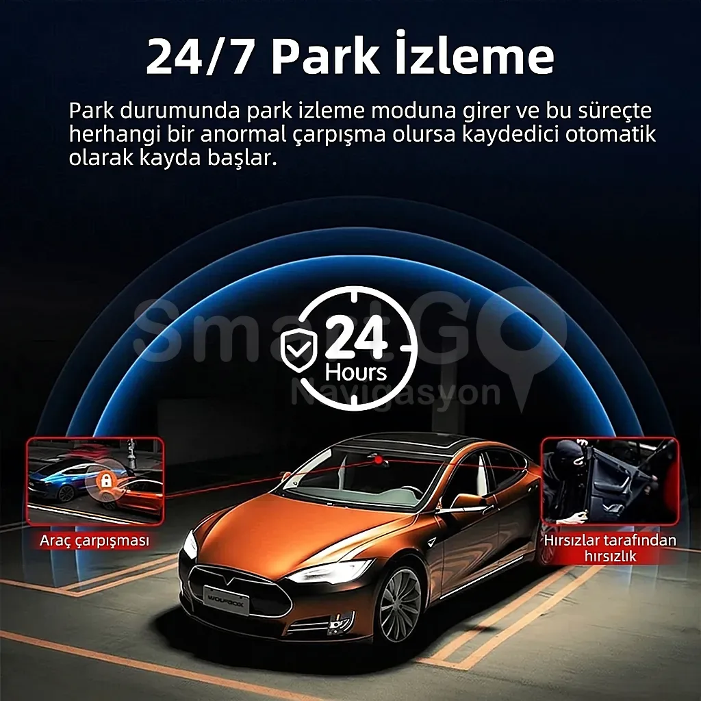 A50 4K+4K Çift Kameralı GPSli Araç İçi Kayıt Kamerası