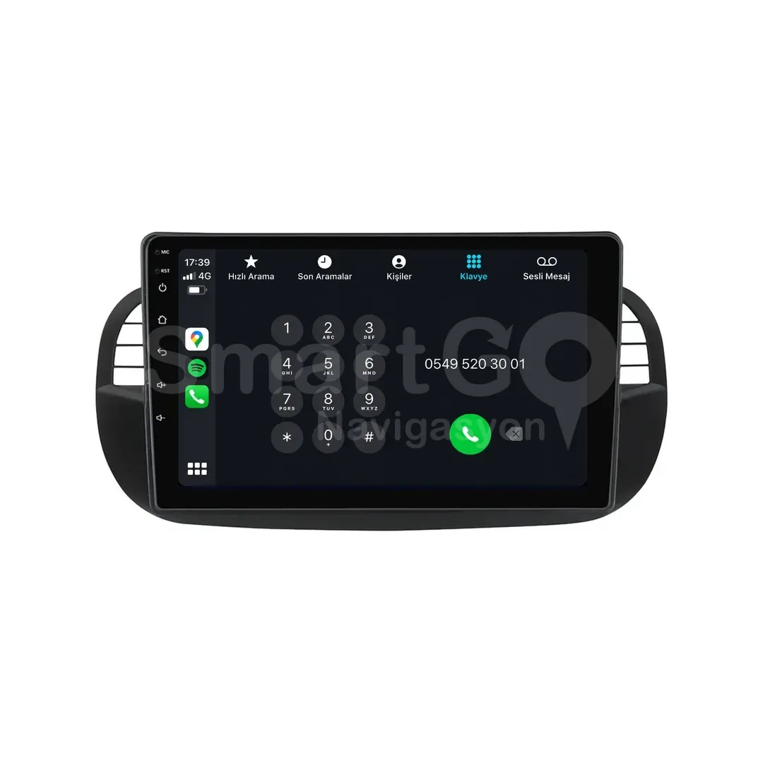 Fiat 500 Android Siyah Multimedya Sistemi (2009-2015) - 9 İnç