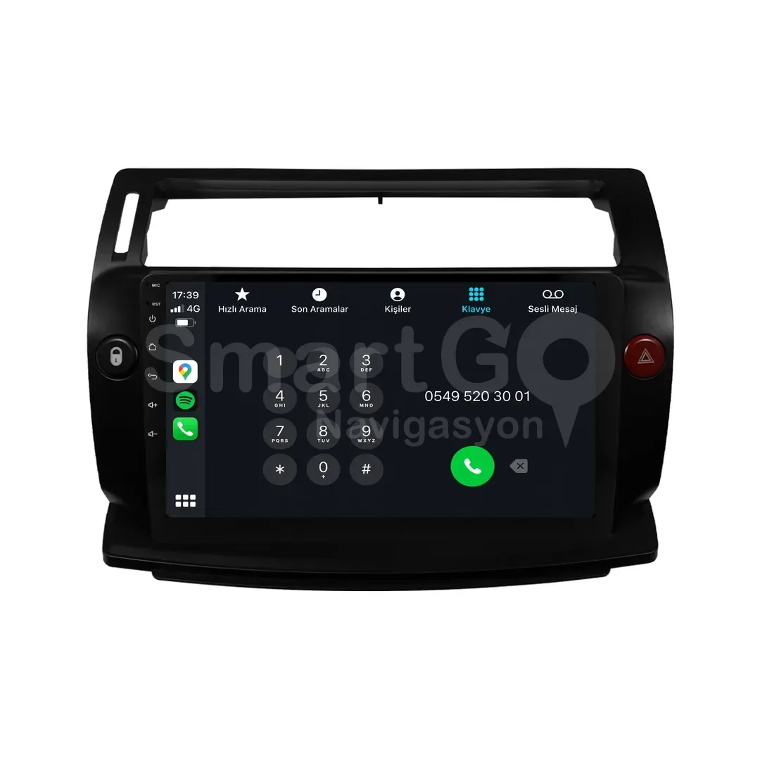 Citroen C4 Android Siyah Multimedya Sistemi (2005-2011) - 9 İnç