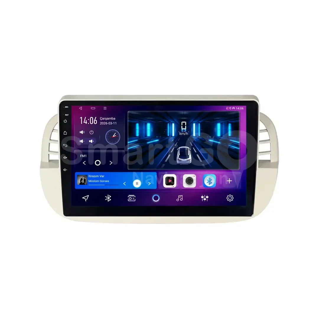 Fiat 500C Android Multimedya Sistemi (2009-2015) - 500 9 İnç Beyaz