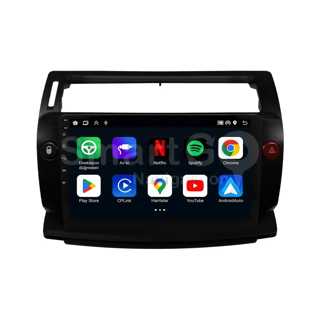 Citroen C4 Android Siyah Multimedya Sistemi (2005-2011) - 9 İnç