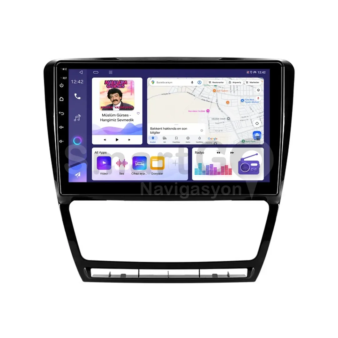 Skoda Octavia Android Siyah Multimedya Sistemi (2008-2012) - 10 İnç
