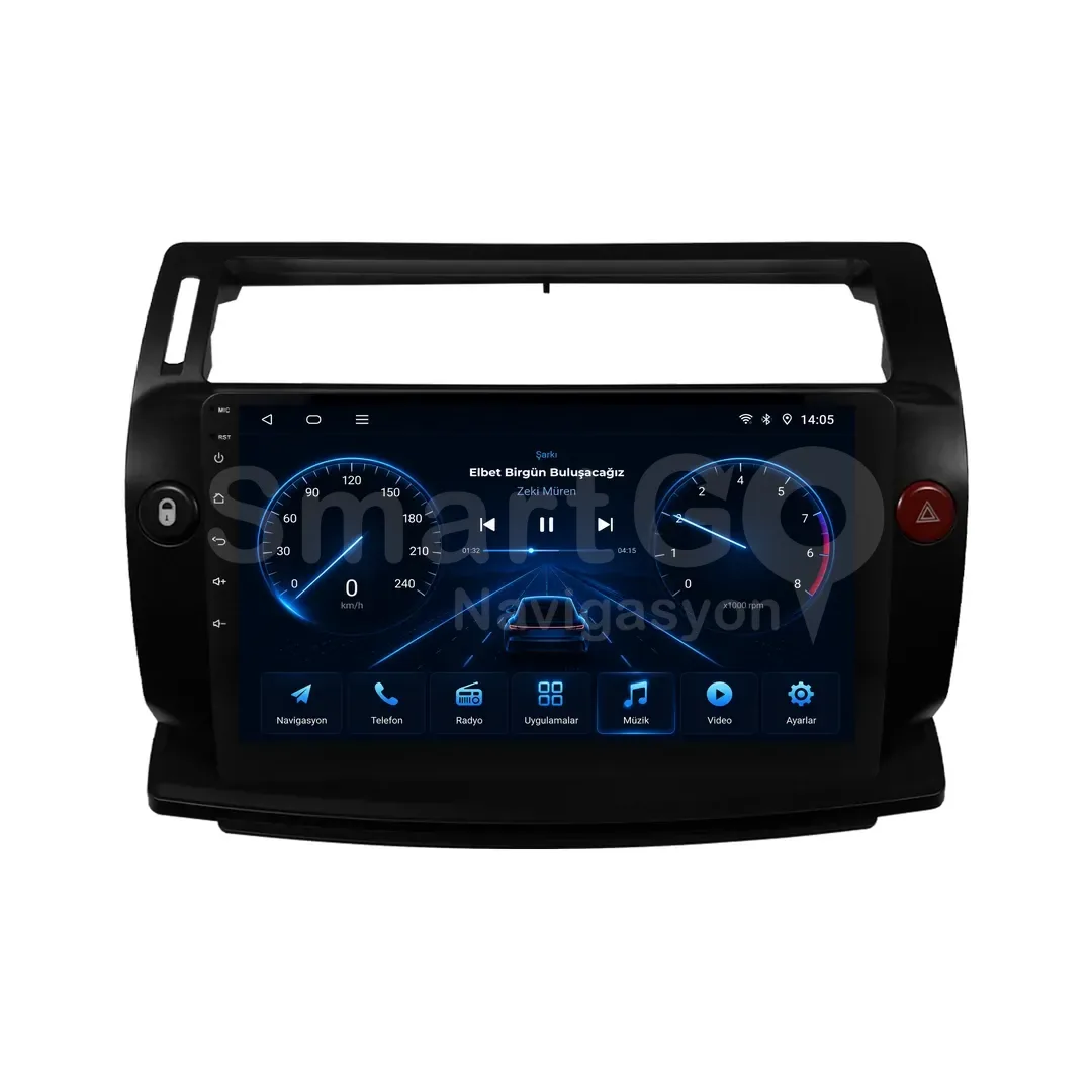Citroen C4 Android Siyah Multimedya Sistemi (2005-2011) - 9 İnç