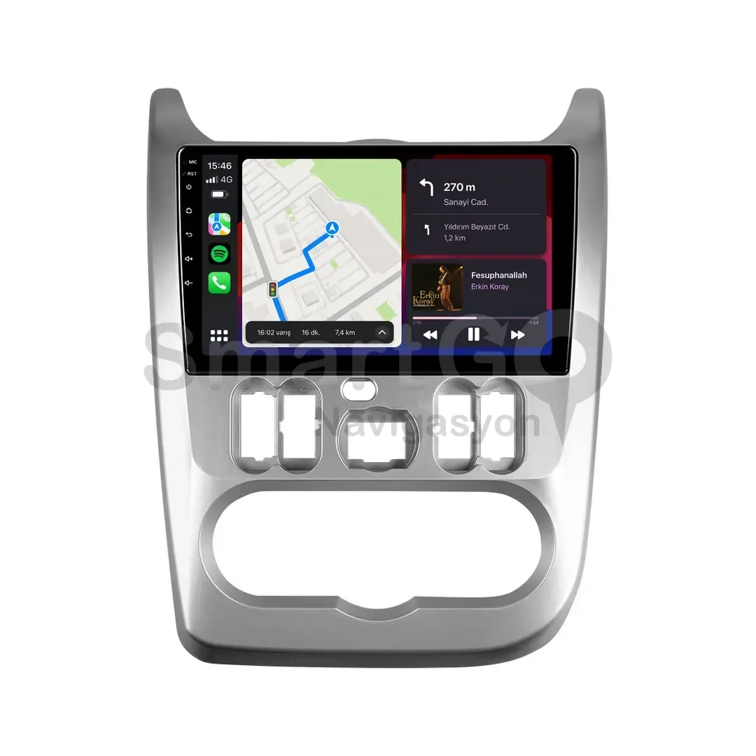 Dacia Logan Android Multimedya Sistemi (2009-2013) - Duster 9 İnç Gri