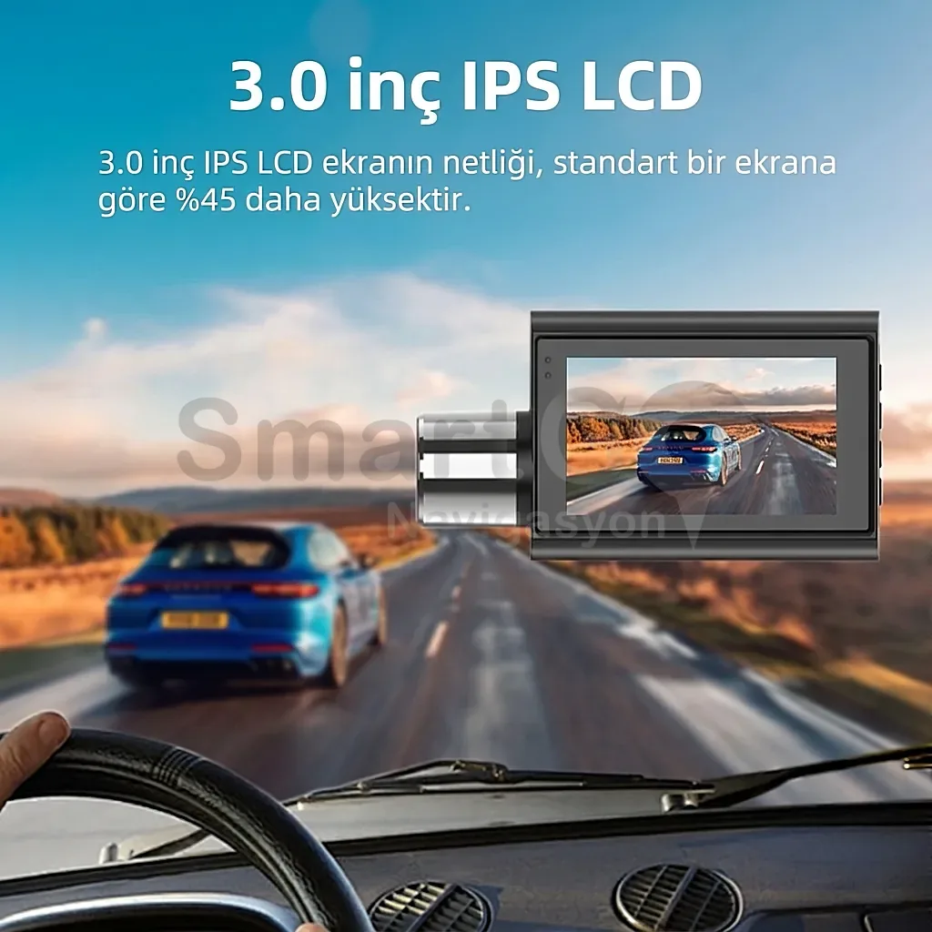 A50 4K+4K Çift Kameralı GPSli Araç İçi Kayıt Kamerası