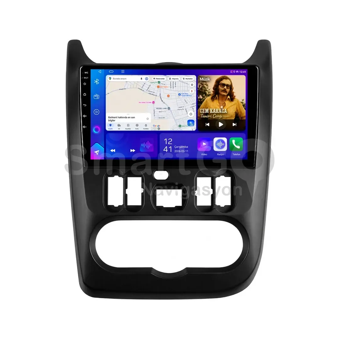 Dacia Sandero Android Siyah Multimedya Sistemi (2009-2012) - Duster 9 İnç