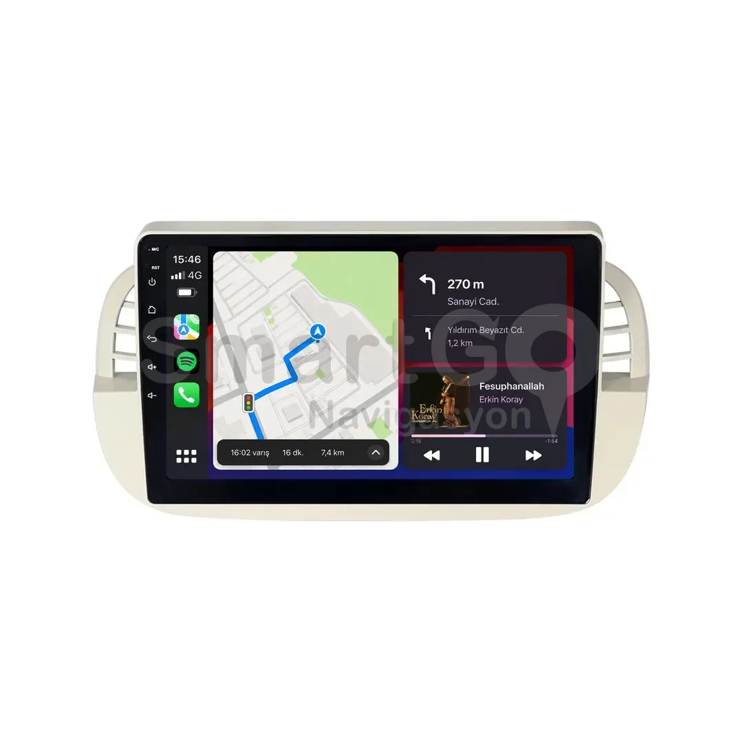 Fiat 500 Android Multimedya Sistemi (2009-2015) - 9 İnç Beyaz