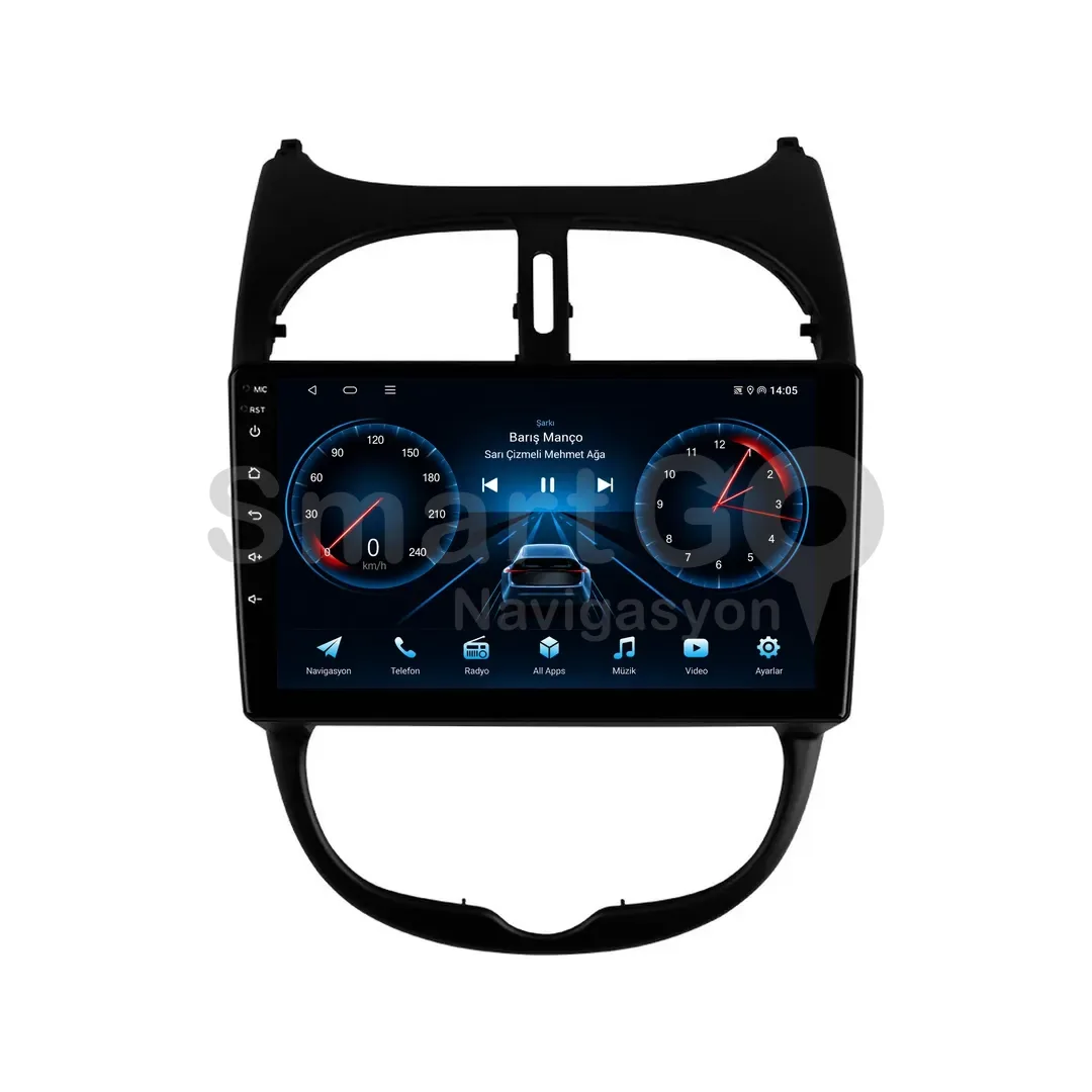 Peugeot 206 Android Multimedya Sistemi (1999-2011) - 9 İnç