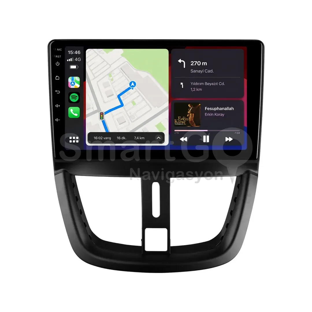 Peugeot 207 Android Multimedya Sistemi (2006-2012) - 206+ 9 İnç