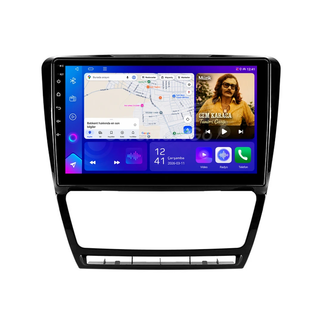 Skoda Octavia Android Siyah Multimedya Sistemi (2008-2012) 4GB RAM 32GB Hafıza