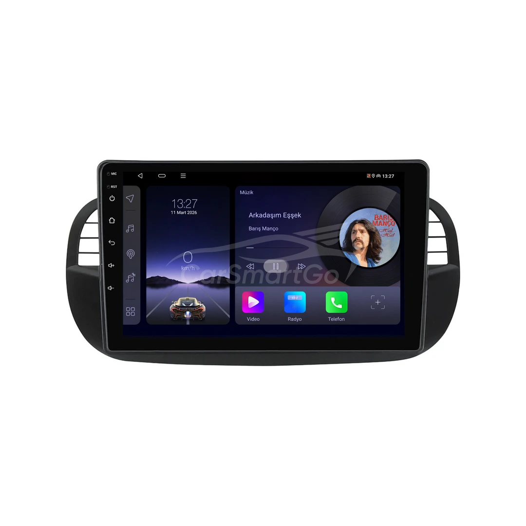 Fiat 500 Android Siyah Multimedya Sistemi (2009-2015) 6GB RAM 64GB Hafıza